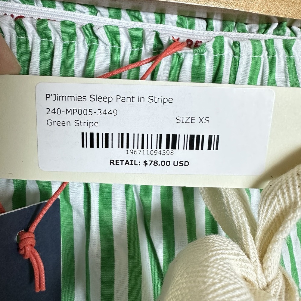 NEW P'Jimmies By Alex Mill Sleep Pant in Dream Striped Sz XS Green White Cotton - Picture 7 of 9